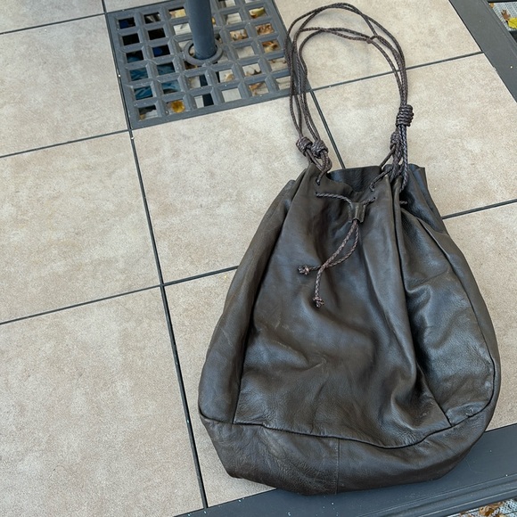 PRADA MILANO BROWN DRAW STRING BOHO BAG-VINTAGE-RARE! - Picture 4 of 12